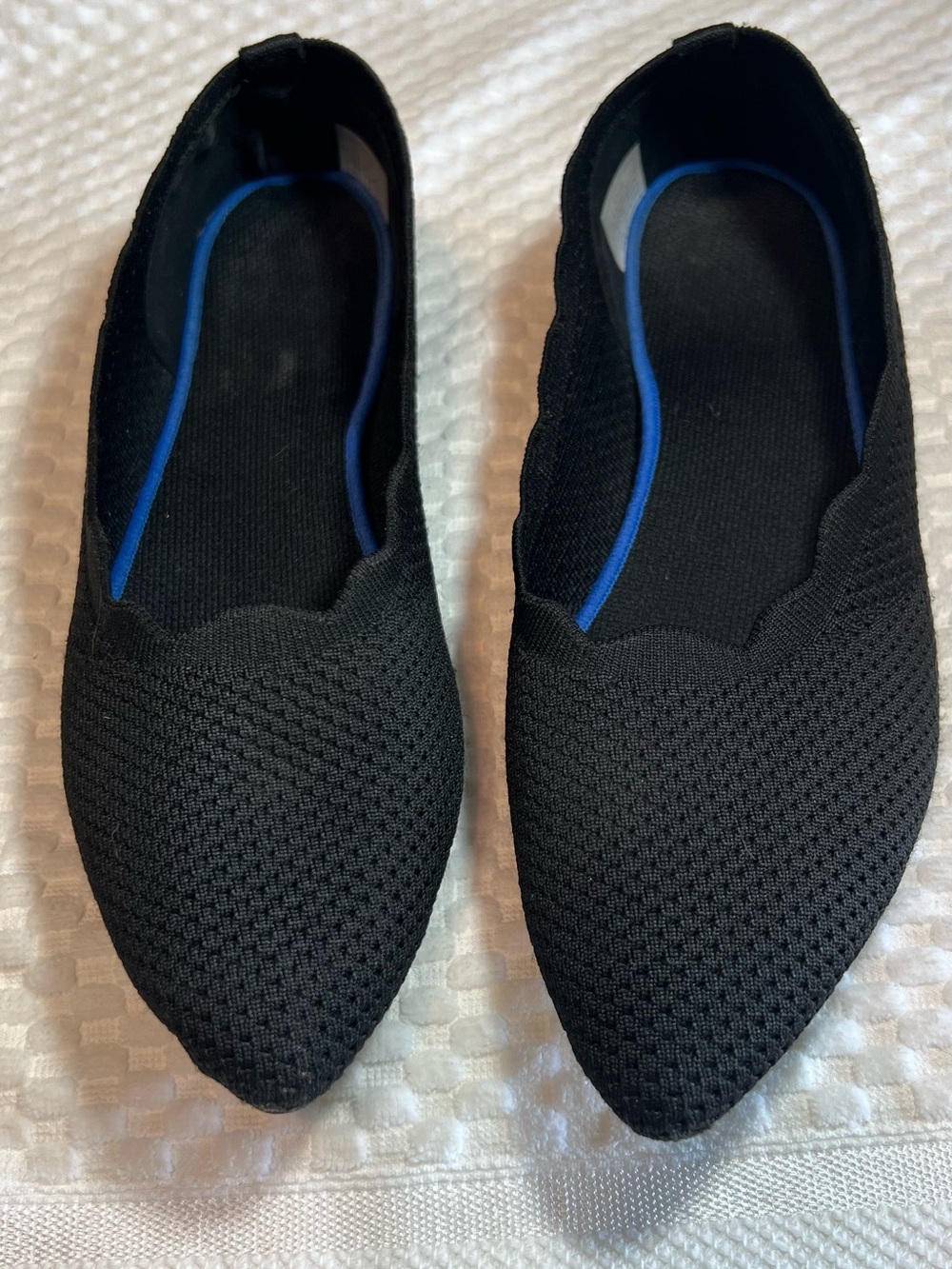 Women’s Black Pointed Knit Slip-On Flats